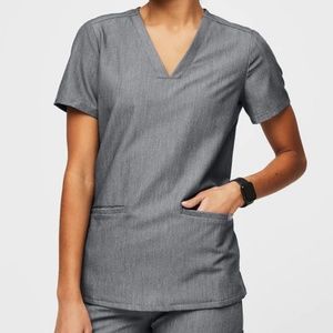 FIGS - GREY Three-Pocket Scrub Top